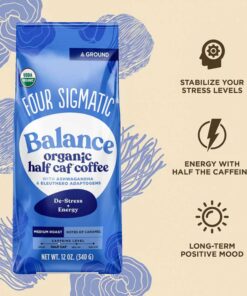 Buy Four Sigmatic Organic Balance Half Caf Ground Coffee offers a smooth, flavorful coffee experience with 50% less caffeine, perfect for a balanced energy boost without the jitters. Infused with functional mushrooms like Lion’s Mane for cognitive support and Chaga for immune health, this organic blend provides mental clarity and overall wellness benefits. Ideal for those looking to reduce their caffeine intake while enjoying a delicious, health-focused coffee.