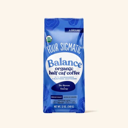 Buy Four Sigmatic Organic Balance Half Caf Ground Coffee offers a smooth, flavorful coffee experience with 50% less caffeine, perfect for a balanced energy boost without the jitters. Infused with functional mushrooms like Lion’s Mane for cognitive support and Chaga for immune health, this organic blend provides mental clarity and overall wellness benefits. Ideal for those looking to reduce their caffeine intake while enjoying a delicious, health-focused coffee.