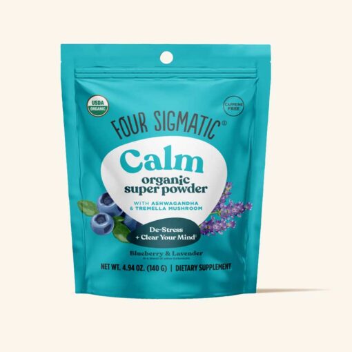 xperience tranquility with Four Sigmatic Organic Calm Super Powder, a soothing blend designed to promote relaxation and reduce stress. This delicious super powder features adaptogenic mushrooms, including Reishi, known for its calming properties, combined with L-theanine from green tea to enhance mental clarity without sedation. Enriched with organic herbs like chamomile and lemon balm, it creates a soothing beverage perfect for winding down any time of day. Easily dissolvable in hot or cold liquids, this versatile powder fits seamlessly into your daily routine—whether in a nighttime tea, smoothie, or coffee. Organic, vegan, gluten-free, and dairy-free, it caters to various dietary needs while delivering a gentle, calming effect. Embrace the power of nature and find your moments of peace with Four Sigmatic Organic Calm Super Powder.