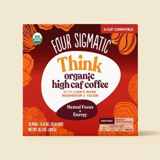 Buy 4 Sigmatic Organic Think High Caf Coffee Pods Box- 24 count