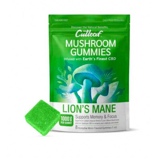 Buy Lion’s Mane Honeydew Melon Cutleaf Mushroom CBD Gummies 1000mg